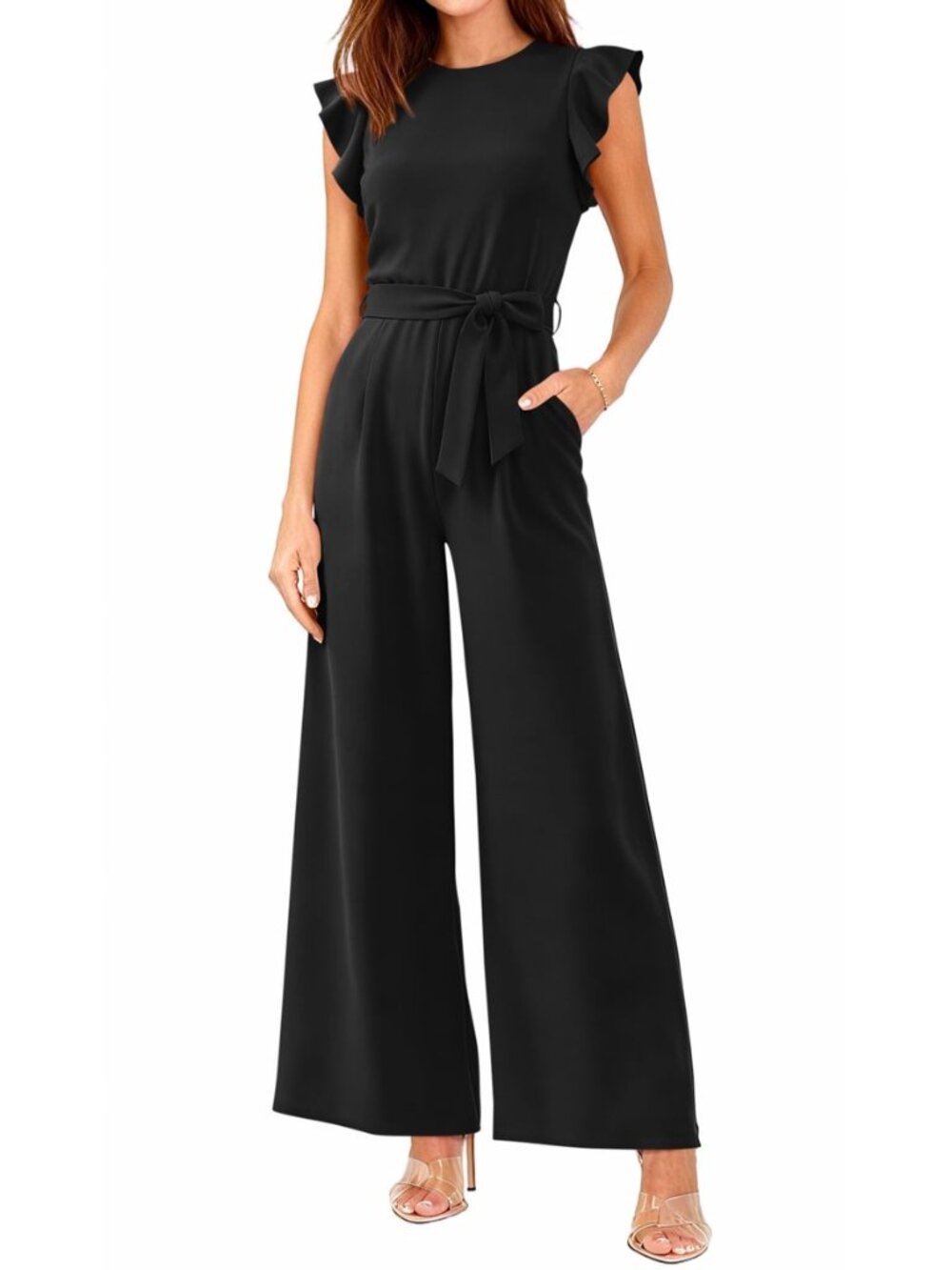 Dressy Jumpsuits For Women Cap Sleeve Wide Leg Romper